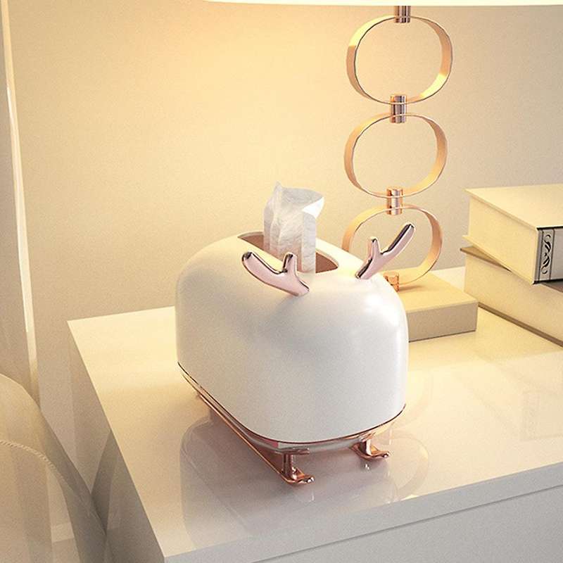 Nordic Home Decoration Creative Sleigh Elk Tissue Box Decor(pink)