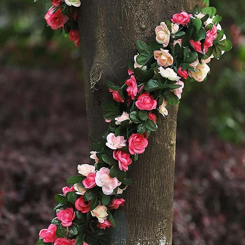 5 Pack 41 Ft Fake Rose Vine Flowers Plants Artificial Flower Hanging
