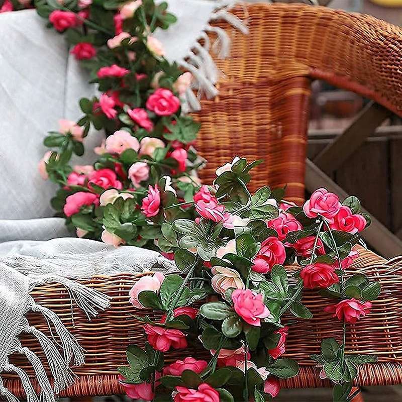 5 Pack 41 Ft Fake Rose Vine Flowers Plants Artificial Flower Hanging