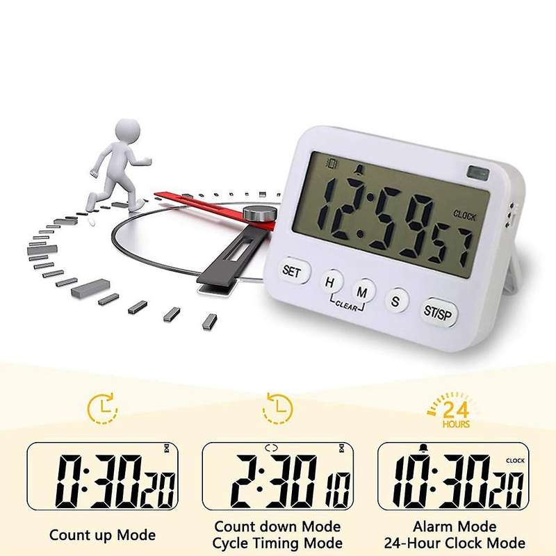 Timer Magnetic, Cycle Count Down, 24-hour Display Clock and Alarm