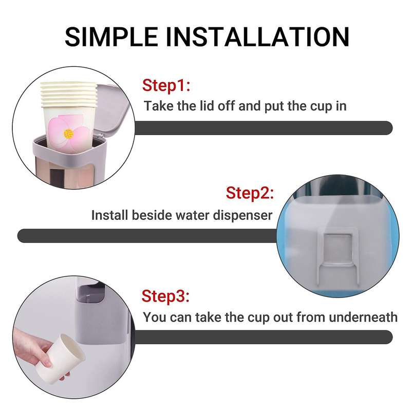 Cup Dispenser, Pull Type Water Cooler Cup Holder Cups, Wall Mount -b