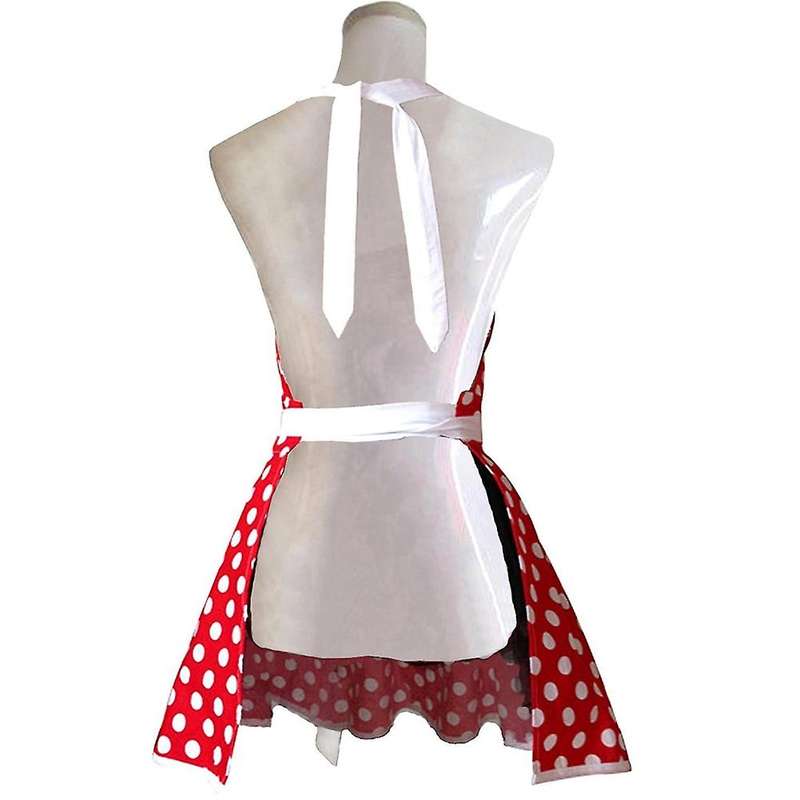 Woman Girl Cotton Polka Dot Cooking Salon Vintage Apron Dress