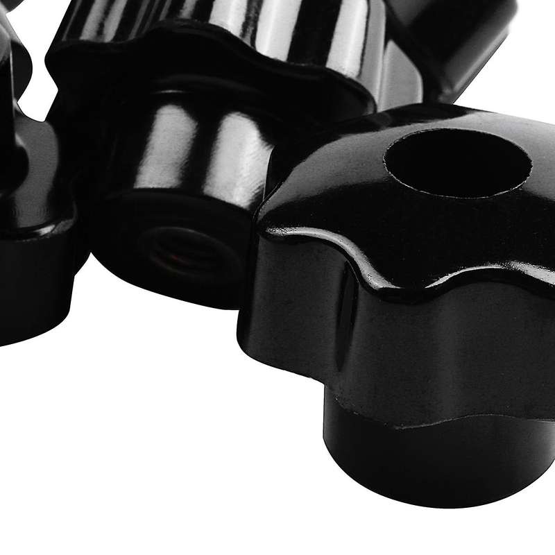 5 Pieces Black Star Grip Knobs, Female Thread Diameter 8mm, Head Diam