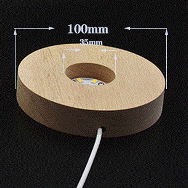 2 Pcs Led Light Display Stand Wooden Luminous Base (round + Square)
