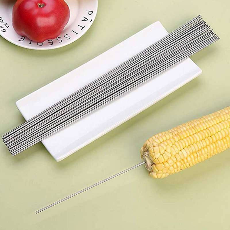 50 Pcs Stainless Steel Bbq Skewer Needle Sticks with Storage Tube
