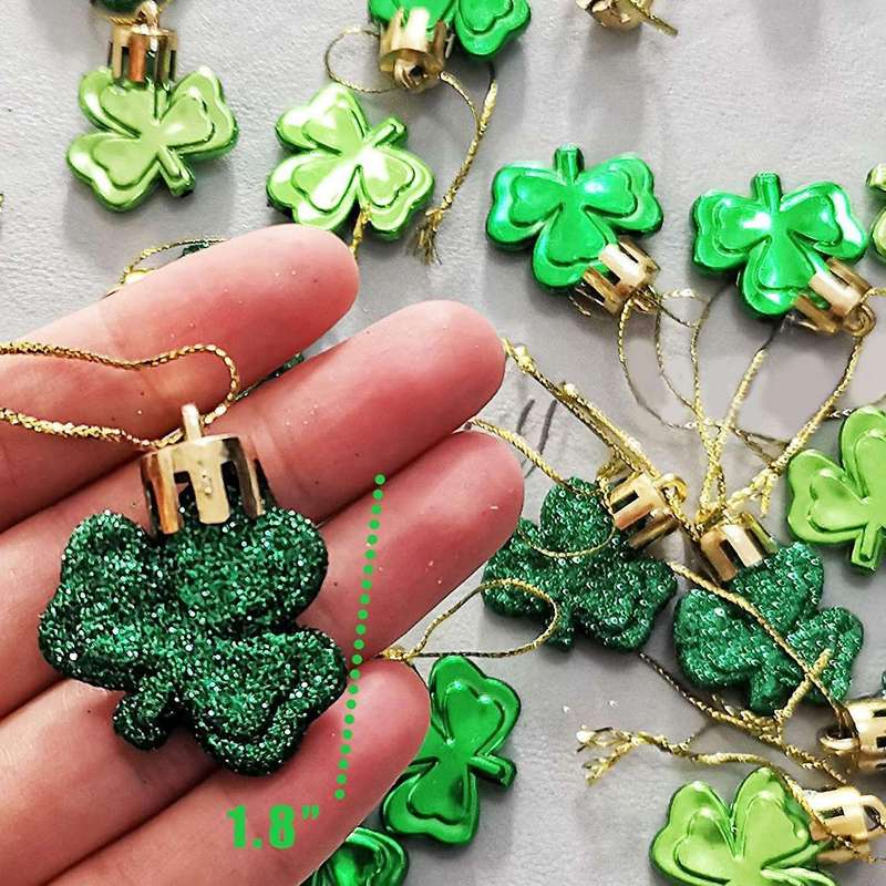 36pcs St Patrick's Day Shamrock Ornaments Good Luck Green Ornaments