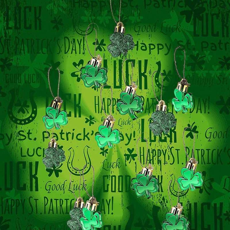 36pcs St Patrick's Day Shamrock Ornaments Good Luck Green Ornaments