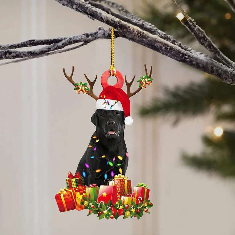 Christmas Dog Ornament Wooden Cute Dog Decor Nativity Party Gift(c)