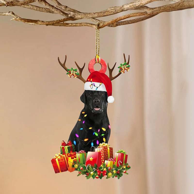 Christmas Dog Ornament Wooden Cute Dog Decor Nativity Party Gift(c)