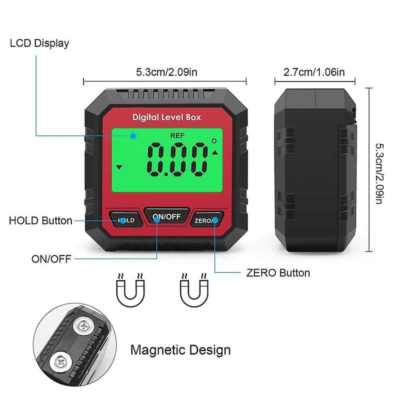 Digital Protractor Inclinometer Level Meter Goniometer Measuring-red