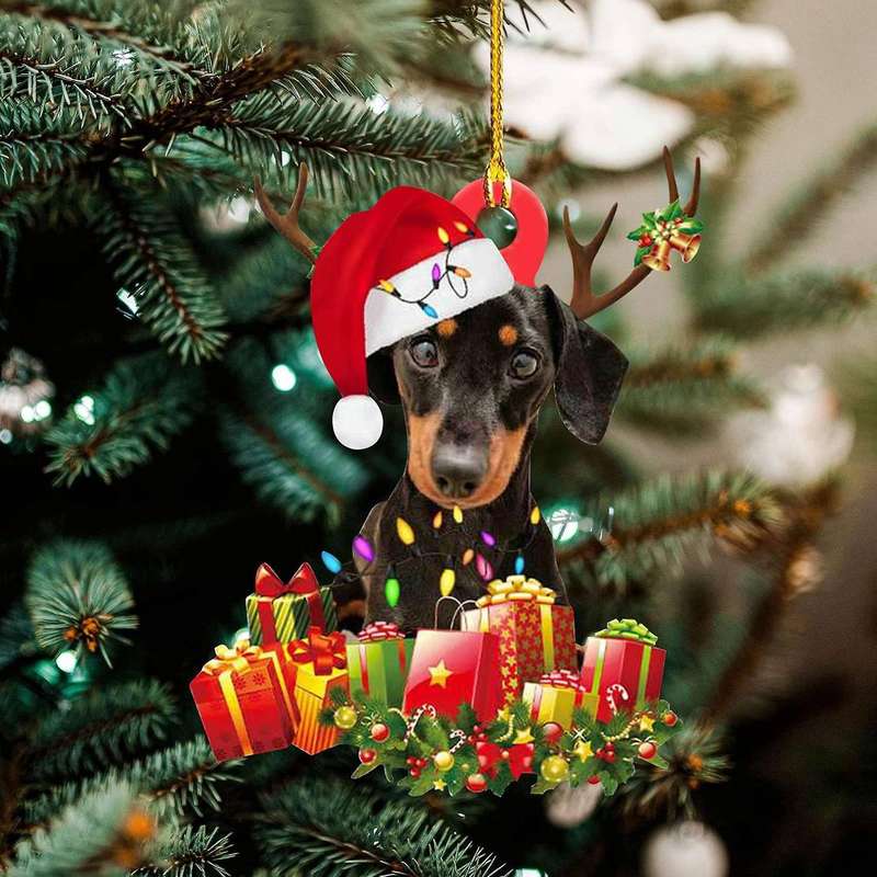 Christmas Dog Ornament Wooden Cute Dog Decor Nativity Party Gift(d)