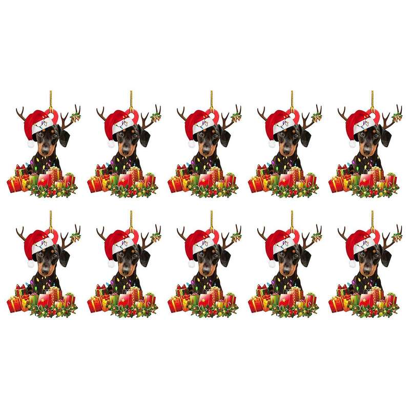 Christmas Dog Ornament Wooden Cute Dog Decor Nativity Party Gift(d)