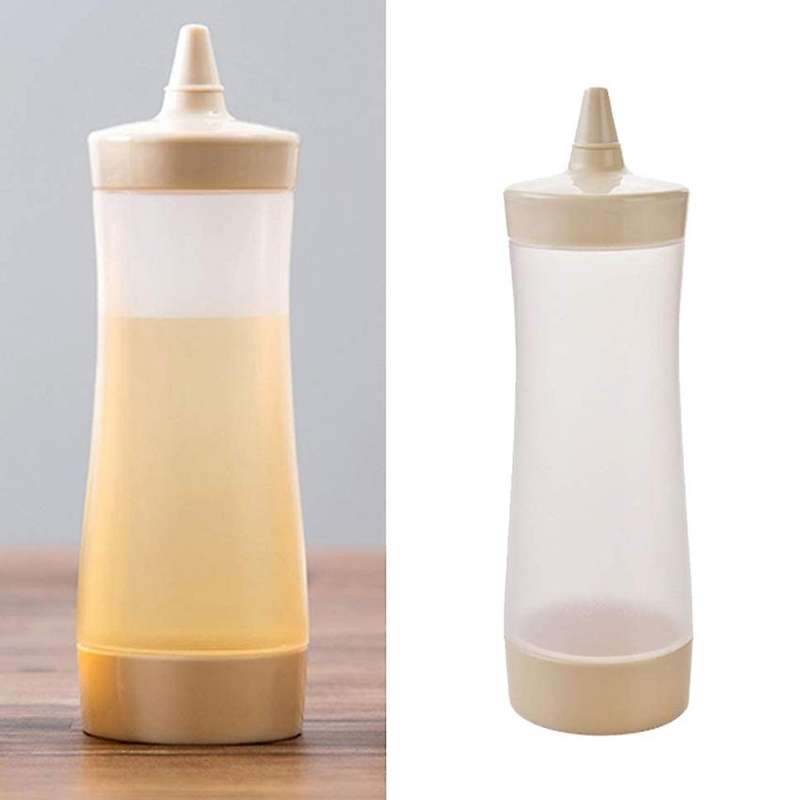 3 Pcs Squeeze Squirt Condiment Ketchup Bottle for Kitchen (beige)