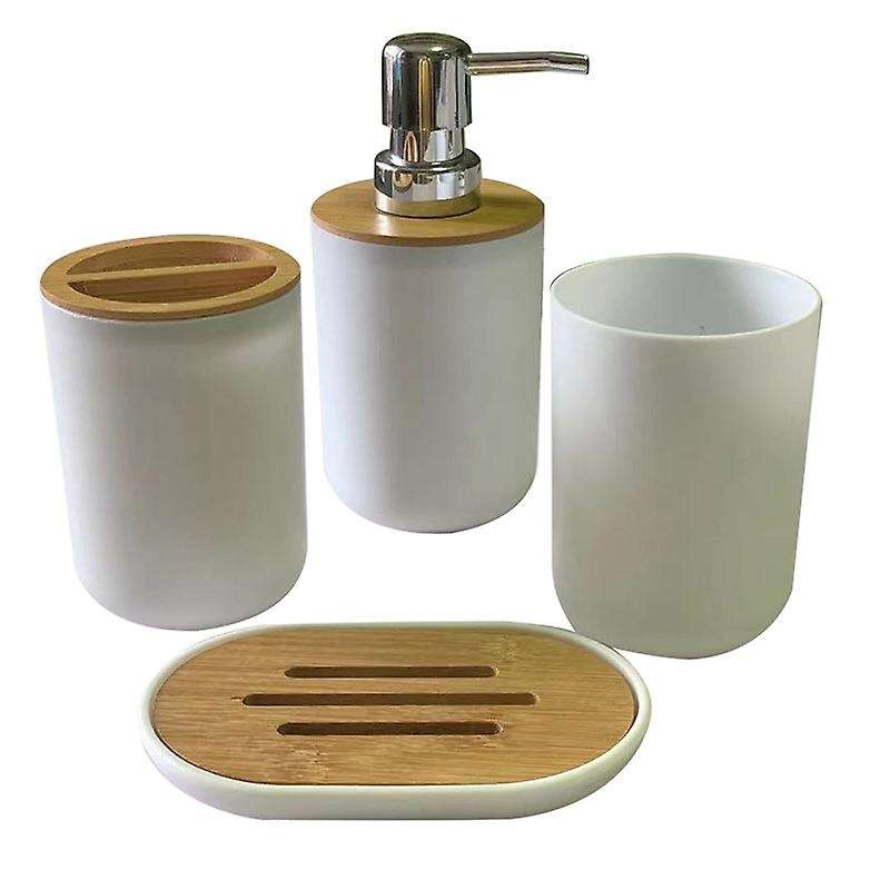 Bathroom Accessories Set Soap Dispenser Bottle Dish Suit White