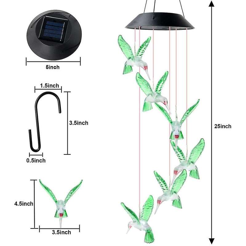 Led Solar Chime Lamp Bird Wind Chime Lamp Pendant Wind Chime
