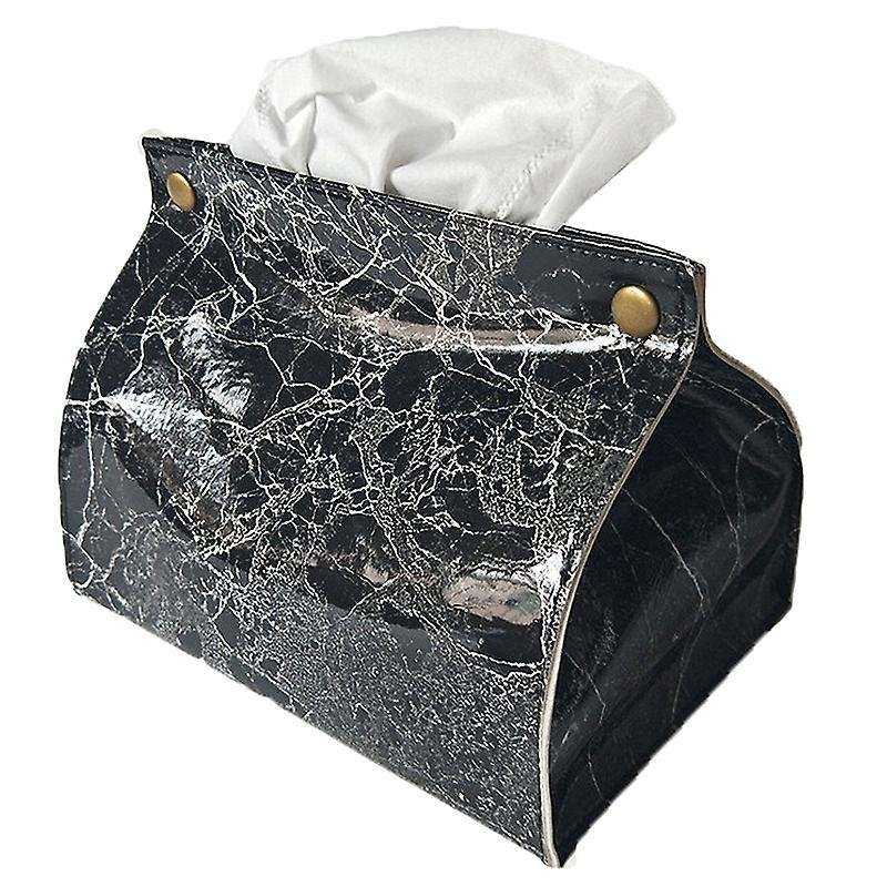 Marble Pattern Tissue Box Pu Leather Home Car Napkin Paper Container