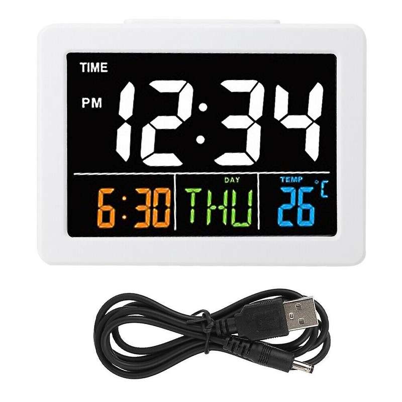 Color Large Screen Desk Alarm Clock with Temperature Date Display