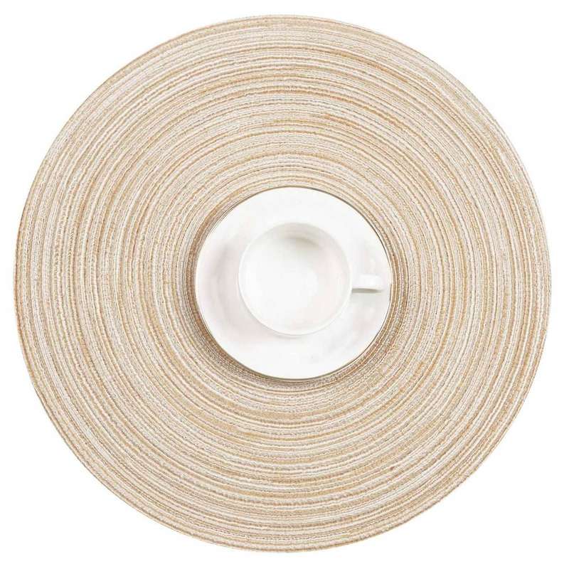 Round Braided Placemats Set Of 6 for Kitchen Table 15 Inch (beige )