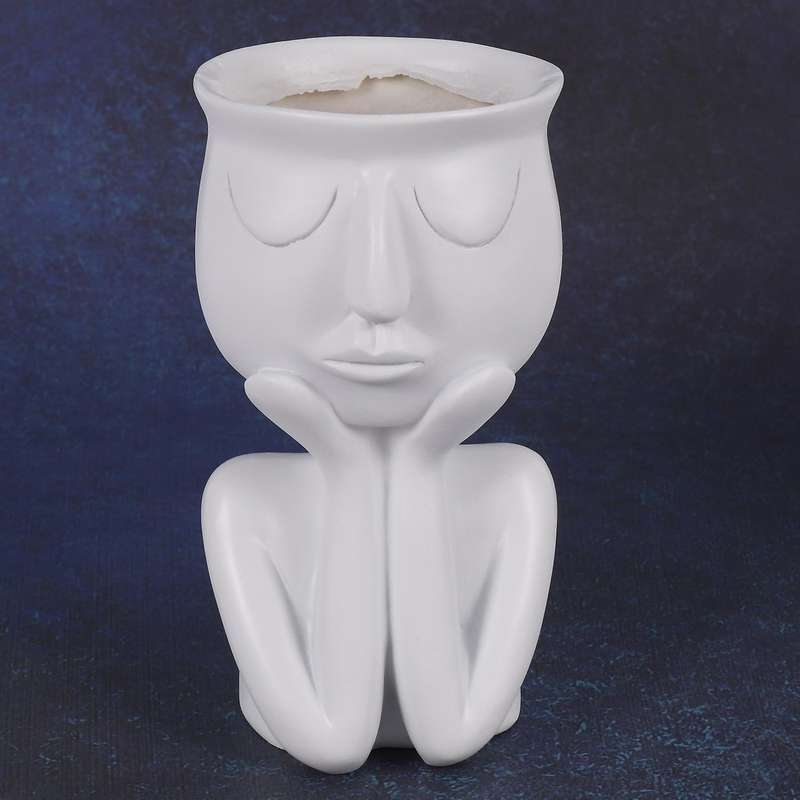 Abstract Human Sculpture Resin Plant Pot, Desktop Plant Container B