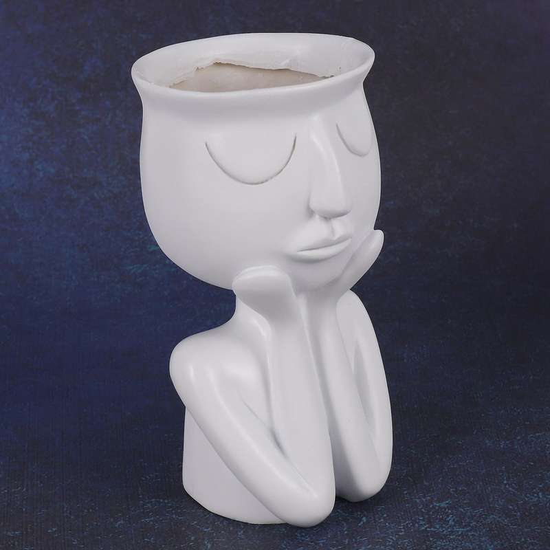 Abstract Human Sculpture Resin Plant Pot, Desktop Plant Container B