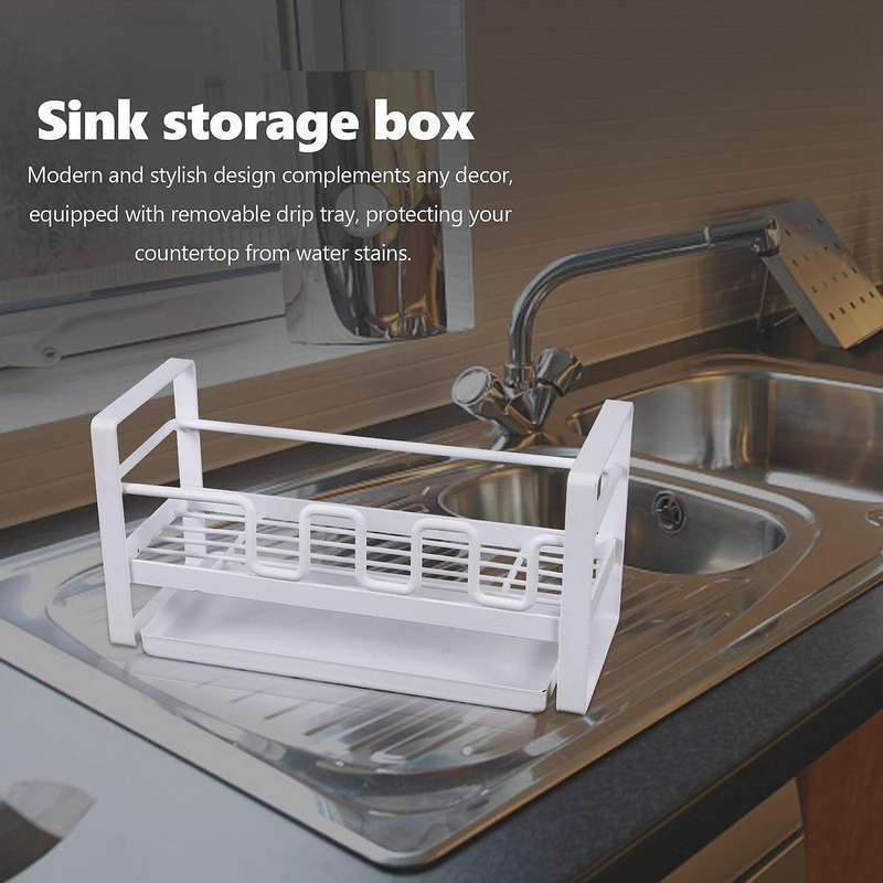 For Kitchen Sink Organizer Holder with Tray, Multifunction(white)
