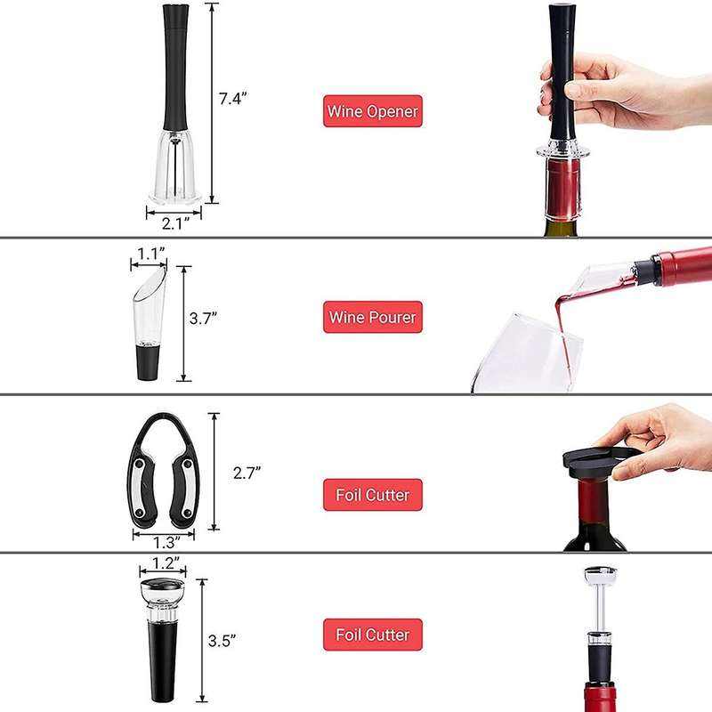 Wine Opener Set,air Pressure Bottle Opener with Foil Cutter