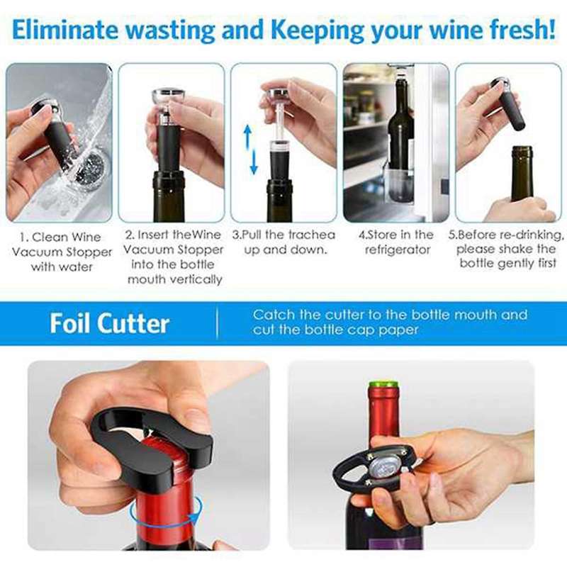Wine Opener Set,air Pressure Bottle Opener with Foil Cutter