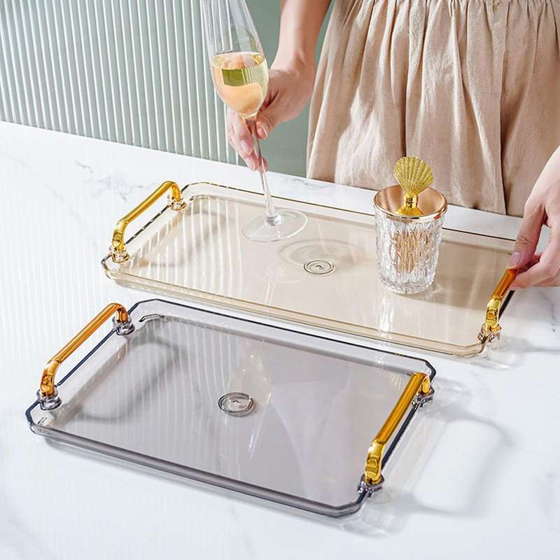 Golden Handle Nordic Pallet Rectangle Tea Set Supplies Serving Tray E