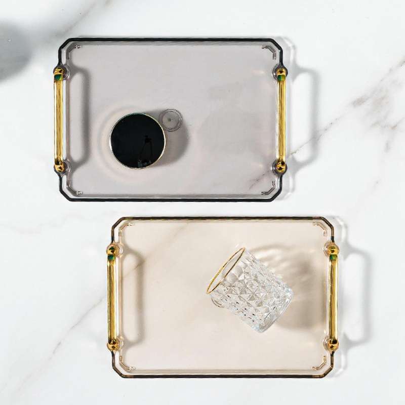 Golden Handle Nordic Pallet Rectangle Tea Set Supplies Serving Tray E