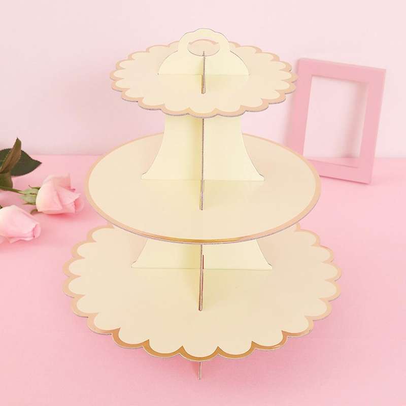 Three-layer Paper Bronzing Cake Stand Craft Dessert Stand Cake Tool