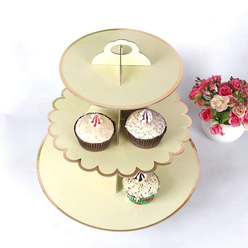 Three-layer Paper Bronzing Cake Stand Craft Dessert Stand Cake Tool