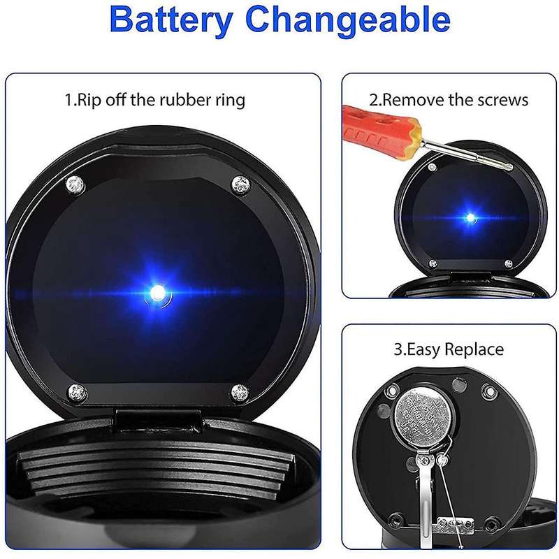Mini Car Ashtray with Led Light and Lid, for Vehicle Truck (black)