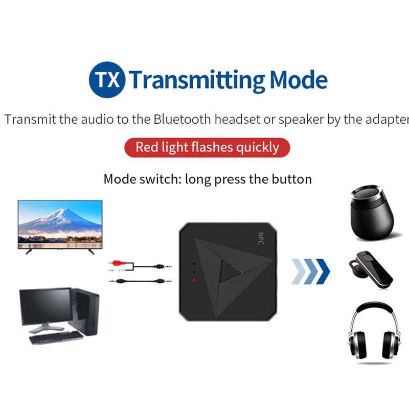 Nfc Bluetooth 5.0 Rca Audio Receiver Transmitter 3.5mm Aux Usb Jack