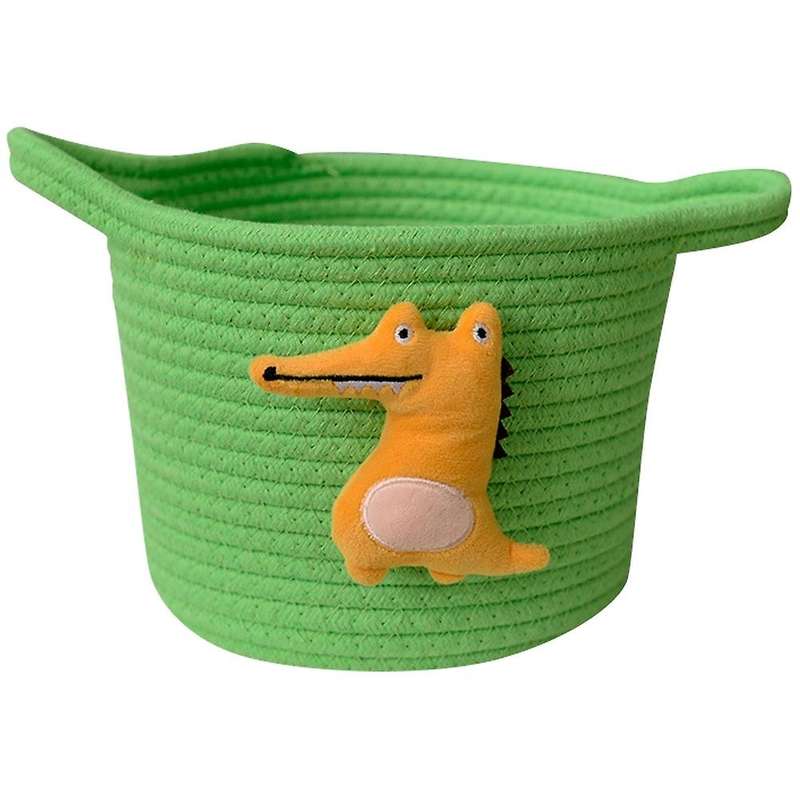 Handmade Storage Basket Cotton Rope Woven Toy Organizer, Green