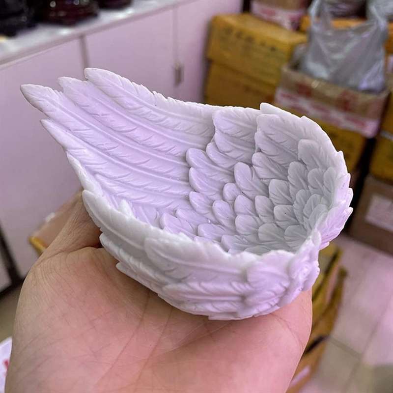 Resin Crystal Ball Base Feather Wing Crafts Ornaments Basket Silver