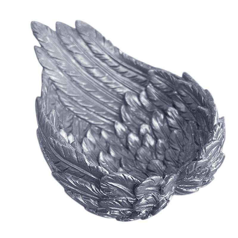 Resin Crystal Ball Base Feather Wing Crafts Ornaments Basket Silver