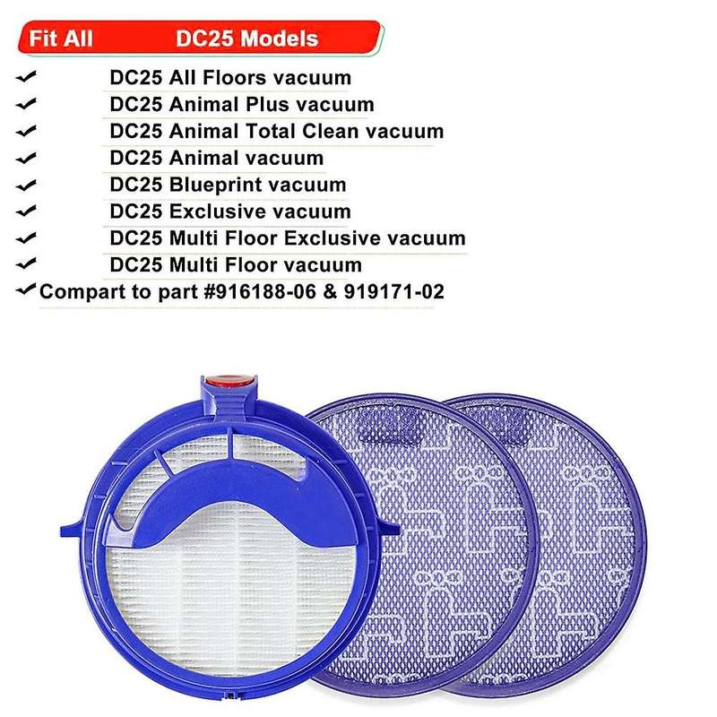 2pcs Pre-filters and 1 Pack Hepa Filter for Dyson Dc25,919171-02
