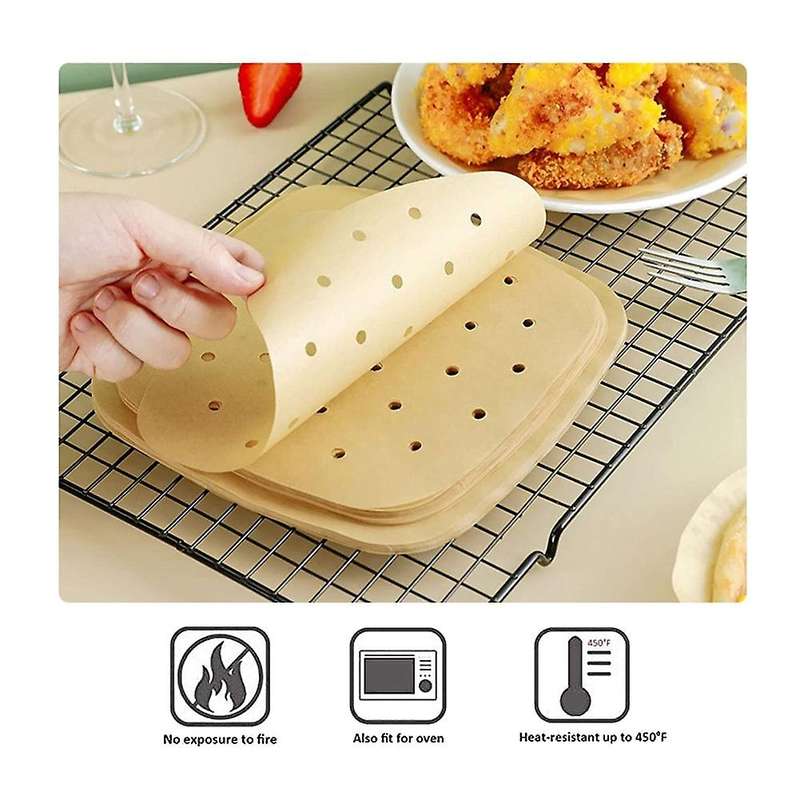 200pcs 8.5inch Perforated Parchment Paper for Air Fryer Liners Sheets