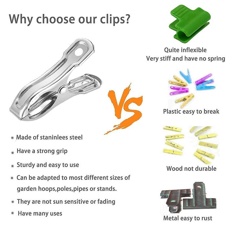 40pcs Garden Clips,stainless Steel Greenhouse Clips for Netting,plant