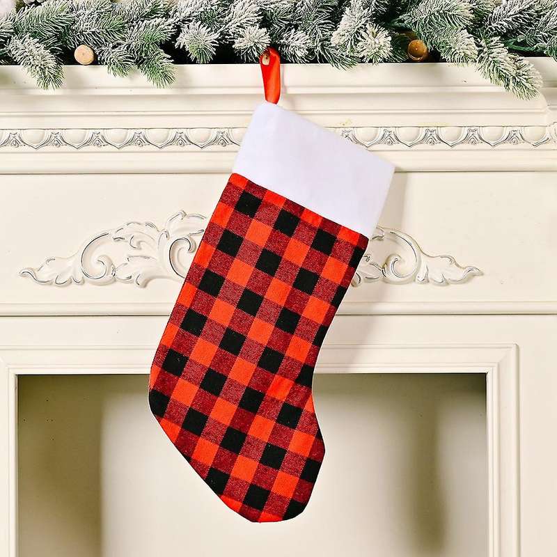 4 Pack Christmas Stocking for Party Decoration, L(red and Black)