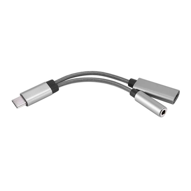 Usb C to 3.5mm Headphone Jack Adapter 2 In 1,audio Cable Gray