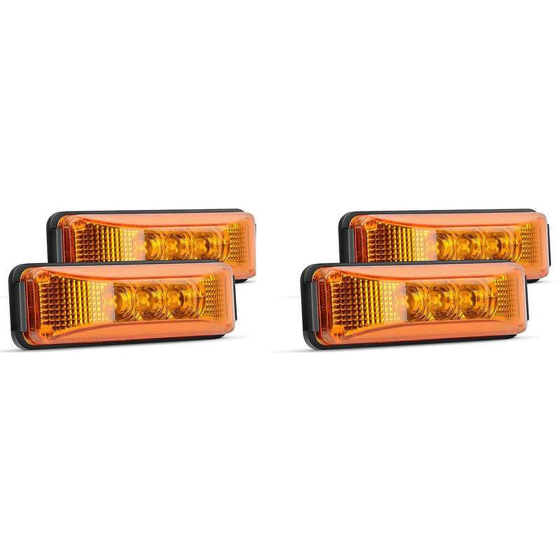 4 Pcs 3.9 Inch 3 Leds Truck Trailer Front Rear Led Side Marker Light