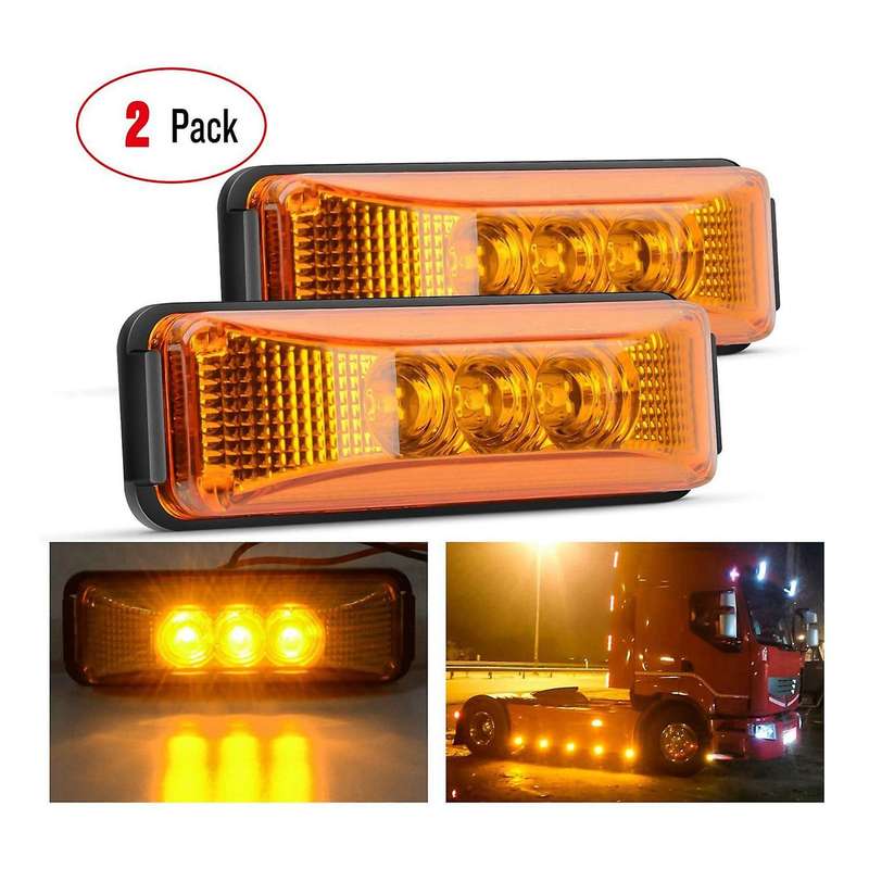 4 Pcs 3.9 Inch 3 Leds Truck Trailer Front Rear Led Side Marker Light