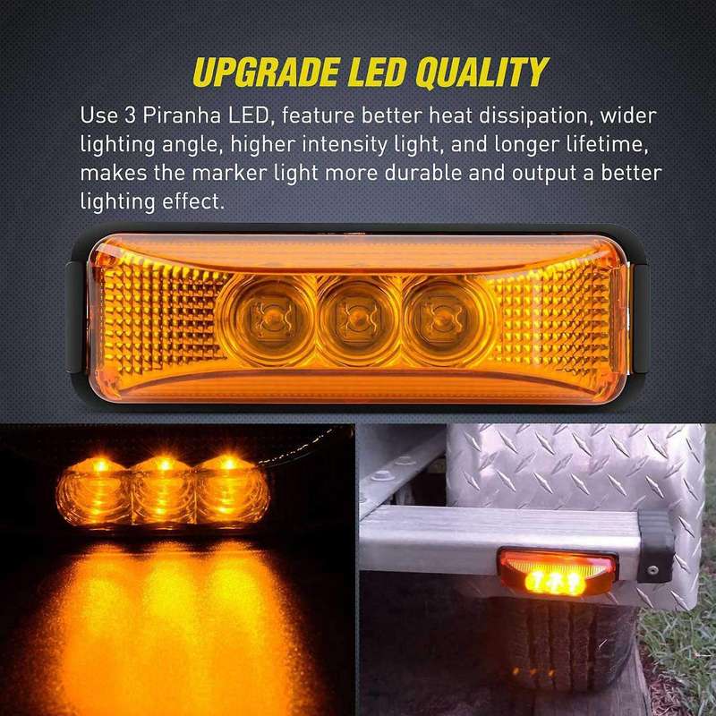 4 Pcs 3.9 Inch 3 Leds Truck Trailer Front Rear Led Side Marker Light
