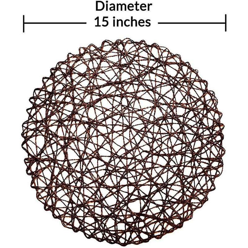 12 Pcs Round Paper Woven Rope Mesh Place Mats for Party Wedding