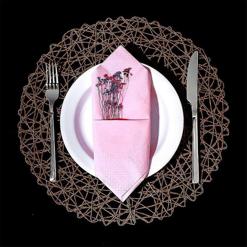 12 Pcs Round Paper Woven Rope Mesh Place Mats for Party Wedding