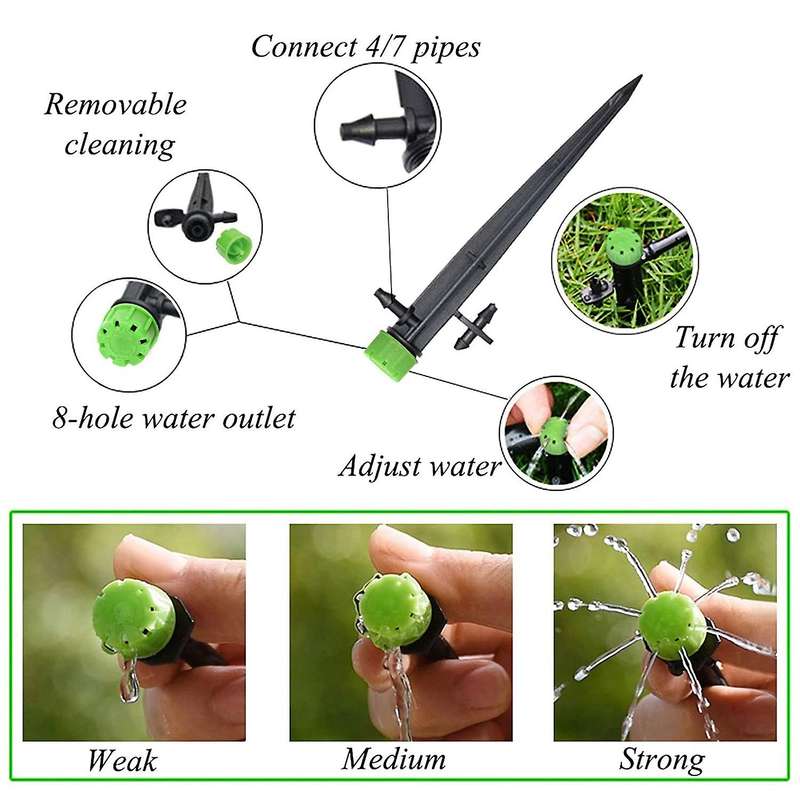 60 Pieces 360 Degree Adjustable Irrigation Drippers for 4/7 Mm Tube