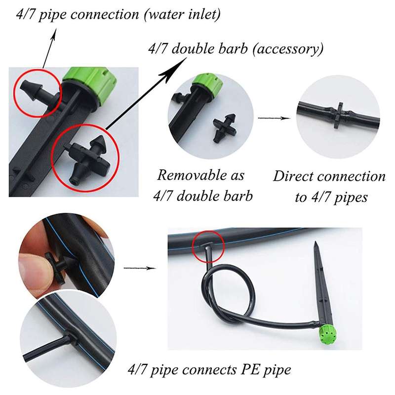 60 Pieces 360 Degree Adjustable Irrigation Drippers for 4/7 Mm Tube