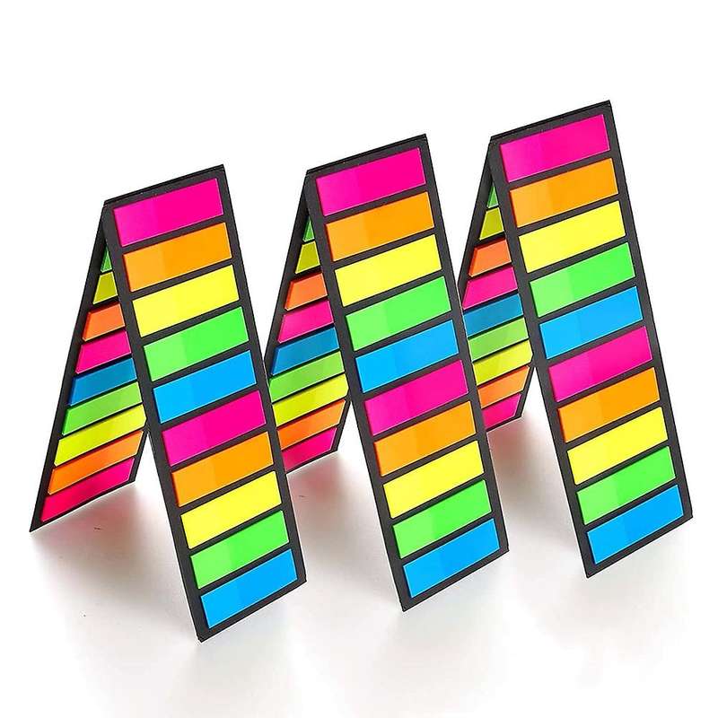 Fluorescent Translucent Sticky Note, 4000 Pcs Total, 10 Color Tabs,b