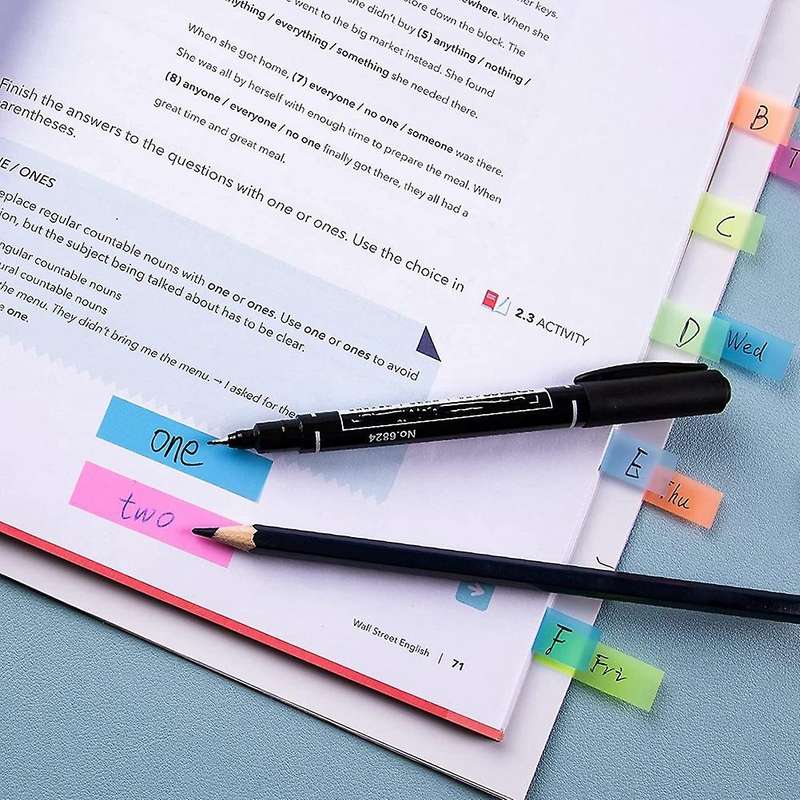 Fluorescent Translucent Sticky Note, 4000 Pcs Total, 10 Color Tabs,b